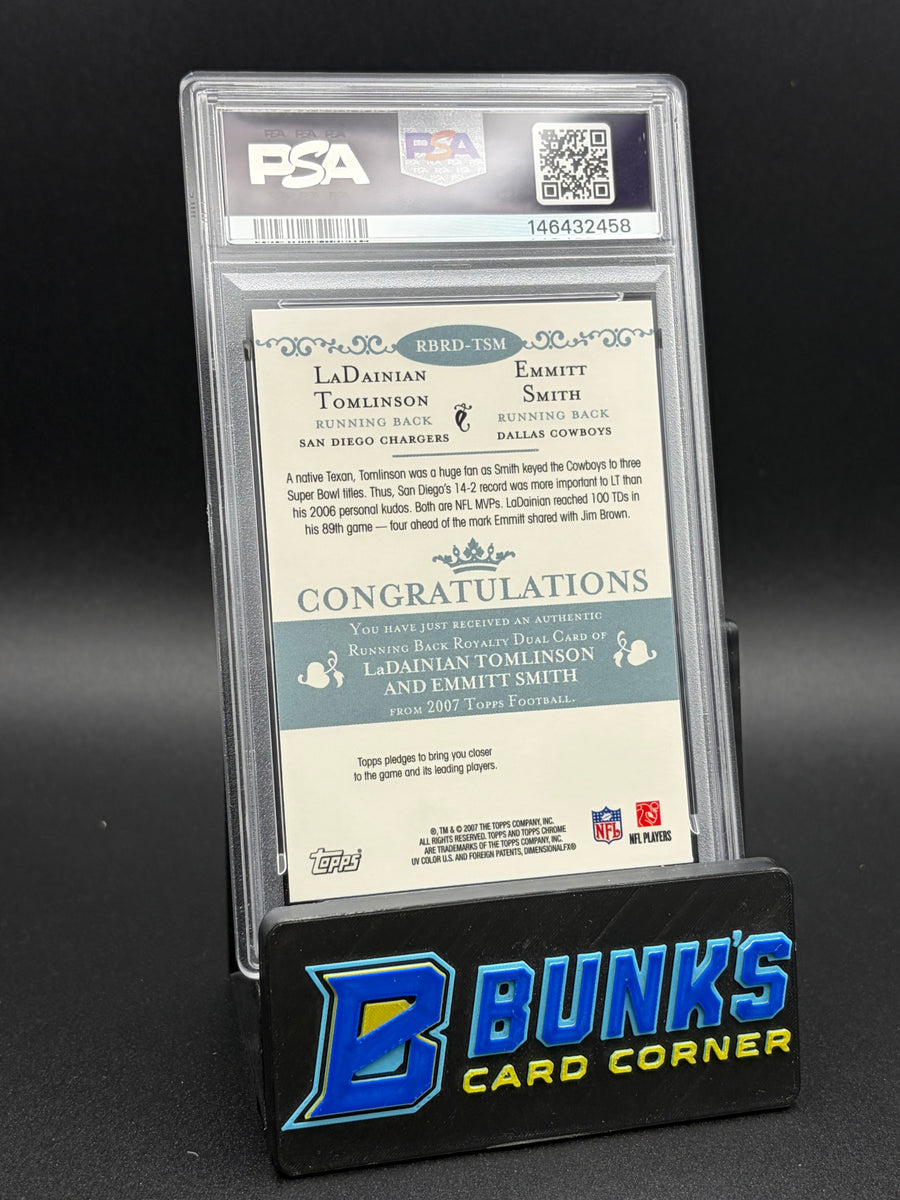 2007 LaDainian Tomlinson & Emmitt Smith Running Back Royalty Topps Chrome PSA 9
