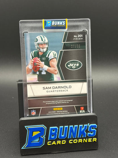 2018 Sam Darnold Spectra Rookie Patch Auto 27/75 RC