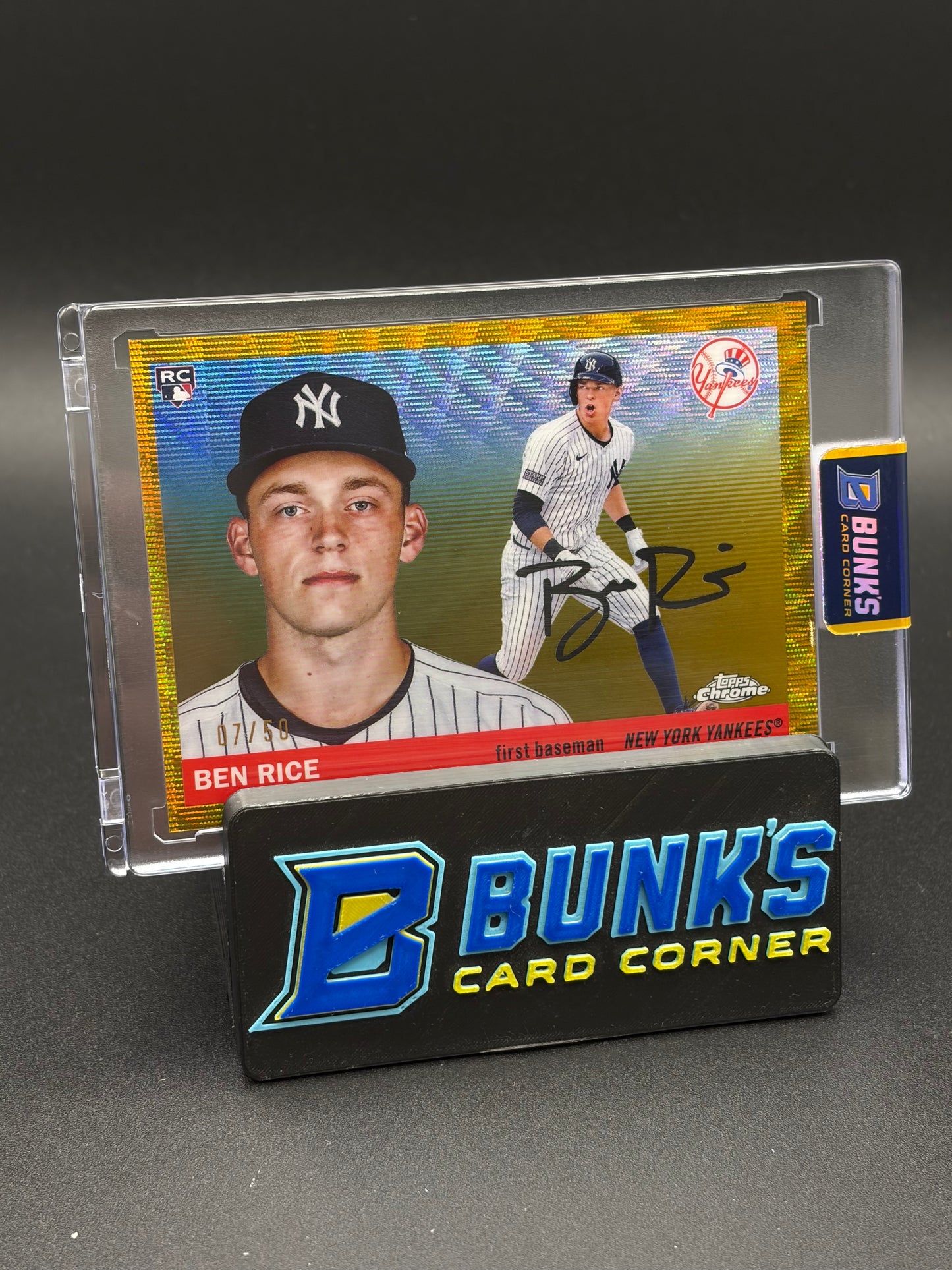 2025 Ben Rice Topps Chrome Platinum Gold Wave Refractor RC 7/50