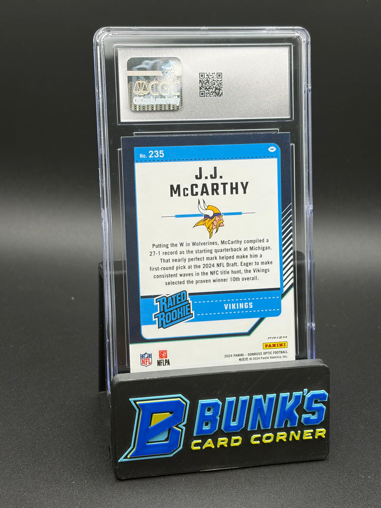 2024 JJ McCarthy Holo Donruss Optic CGC 10 RC