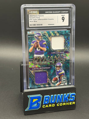 2020 Justin Jefferson & KirkCousins Neon Blue Dynamic Duos CGC 9 46/50