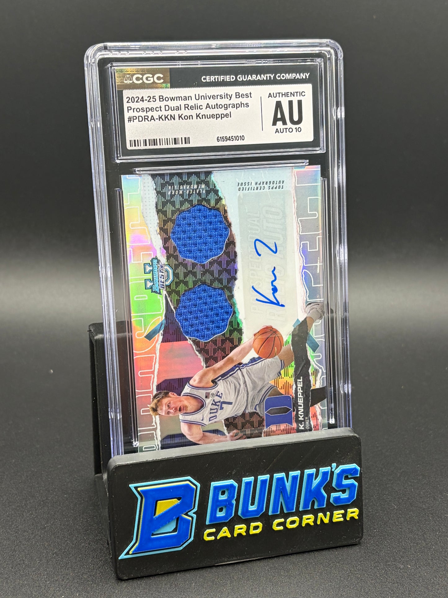 2024-25 Kon Knueppel Prospect Dual Relic Auto Bowman Uni Best CGC AU Auto 10