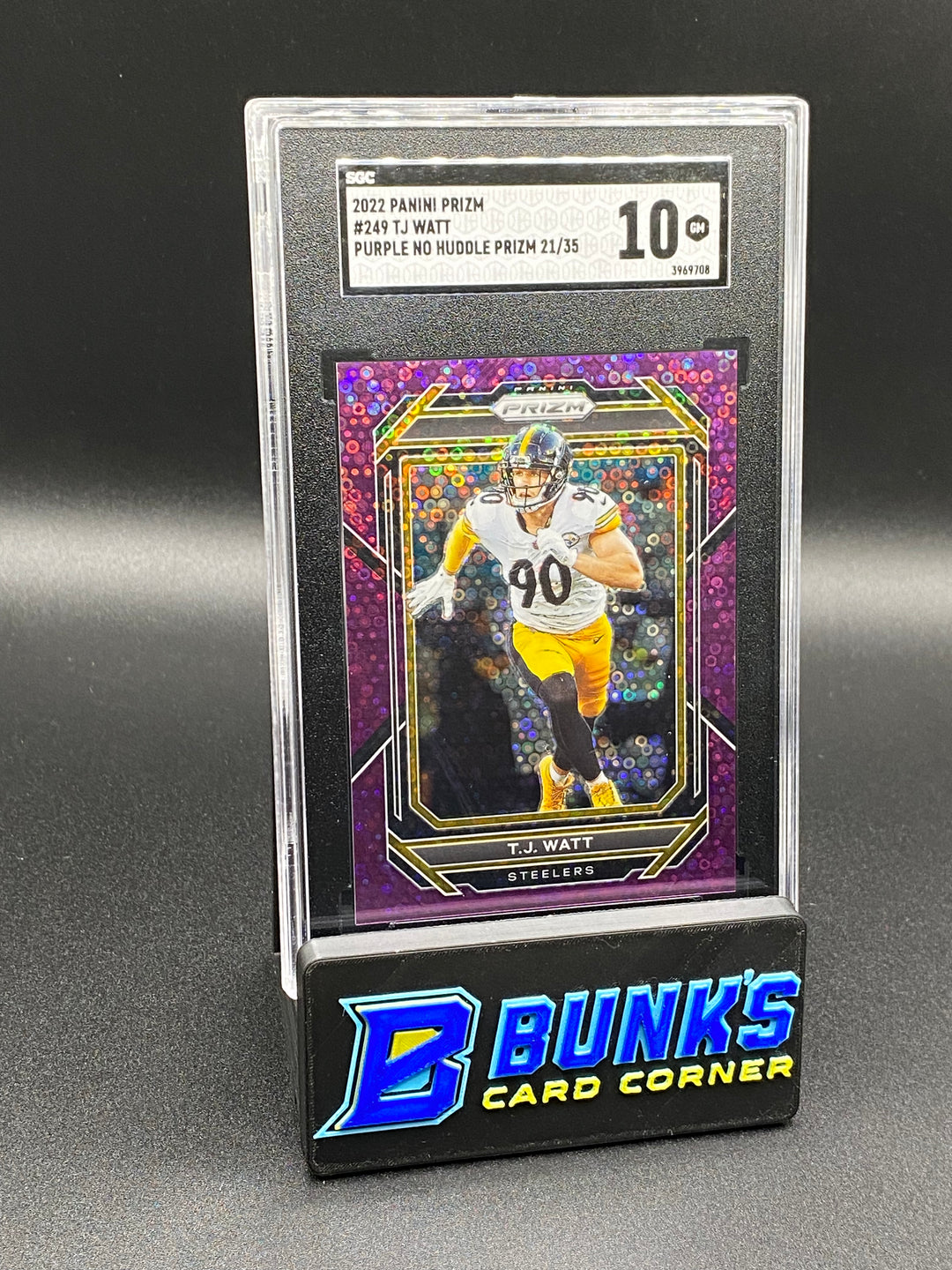 2022 TJ Watt Purple No Huddle Prizm 21/35 SGC 10