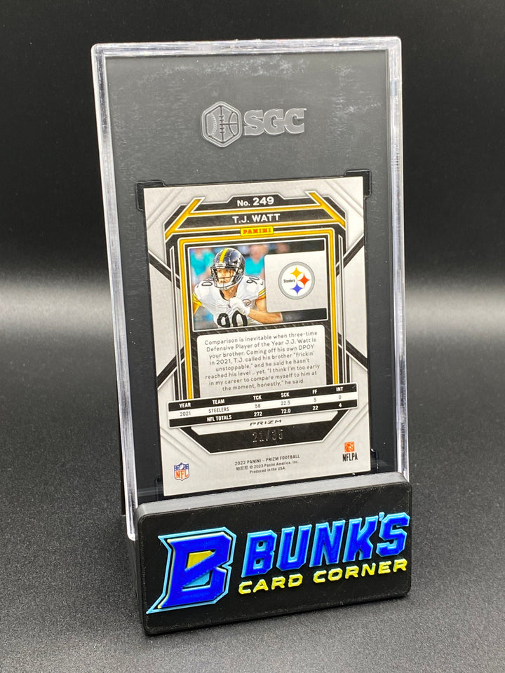2022 TJ Watt Purple No Huddle Prizm 21/35 SGC 10