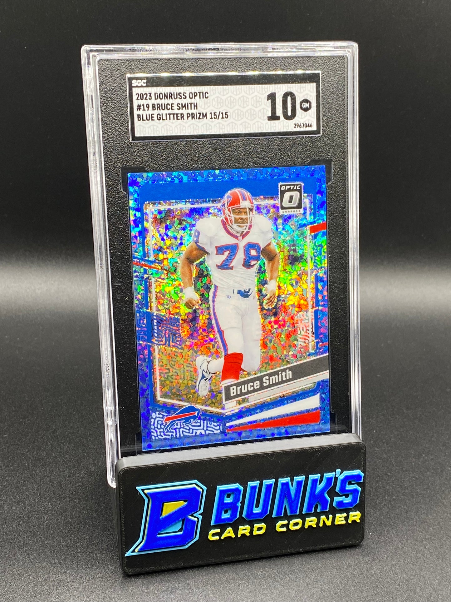 2023 Bruce Smith Blue Glitter Prizm 15/15 SGC 10