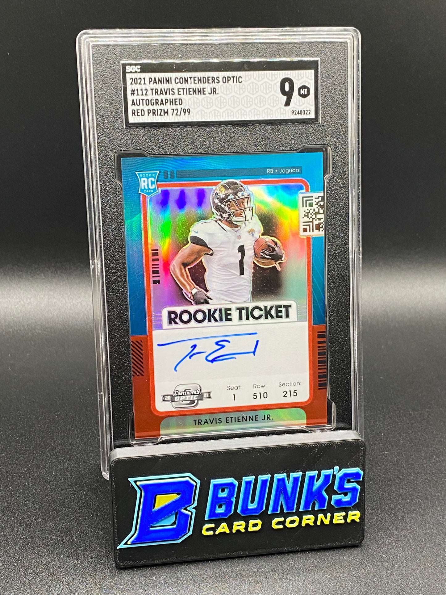 2021 Travis Etienne Jr. Auto. Red Prizm 72/99 SGC 9