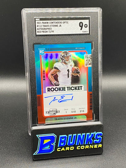 2021 Travis Etienne Jr. Auto. Red Prizm 72/99 SGC 9
