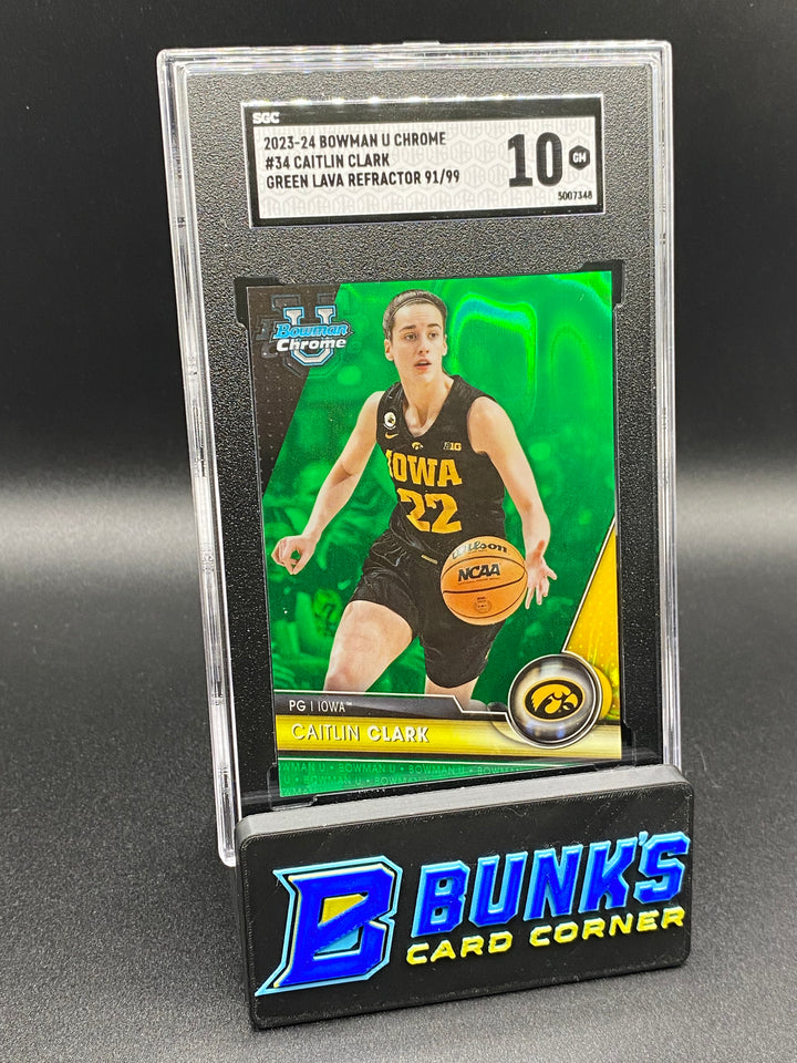 2023-24 Caitlin Clark Green Lava Ref. 91/99 SGC 10