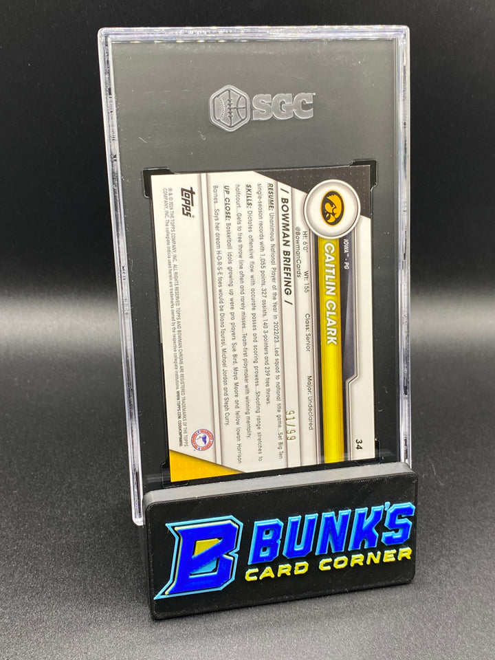 2023-24 Caitlin Clark Green Lava Ref. 91/99 SGC 10