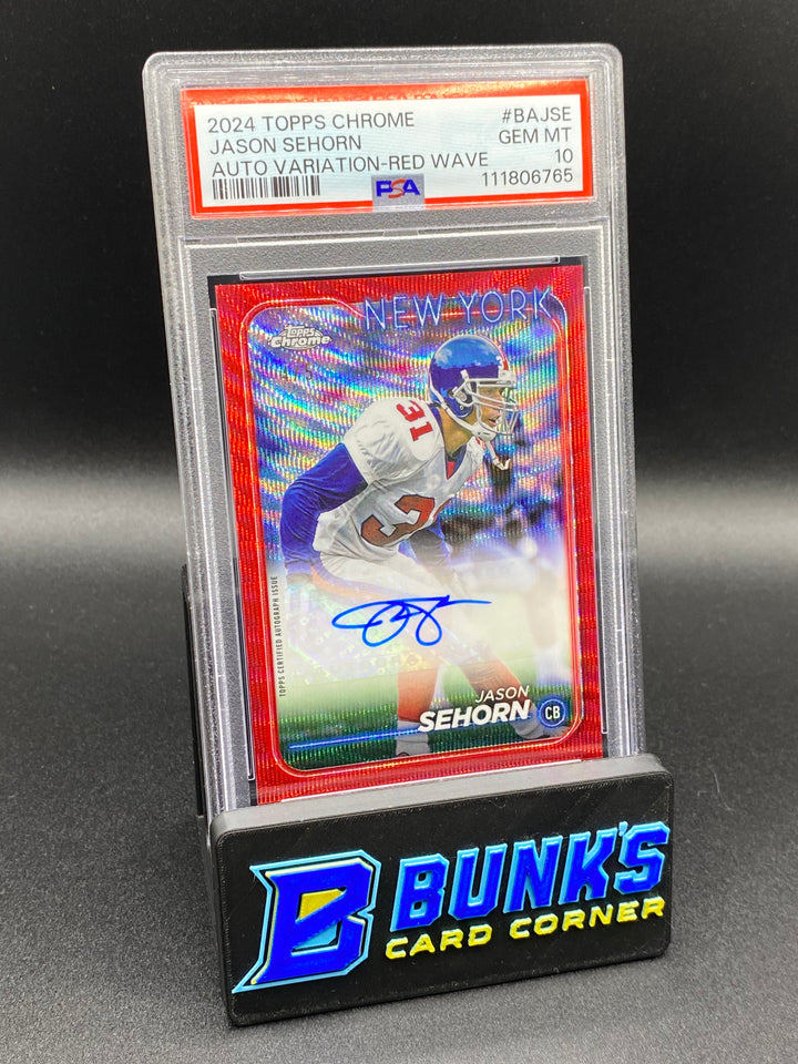 2024 Jason Sehorn Auto. Red Wave PSA 10