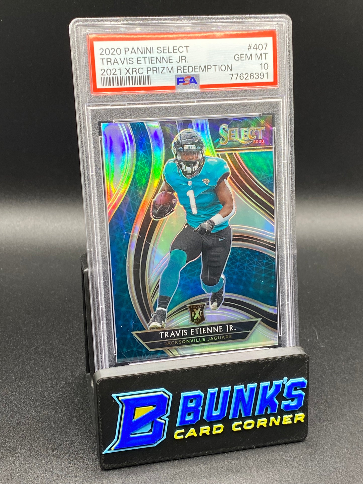 2020 Tavis Etienne Jr. 2021 Prizm Redemption PSA 10