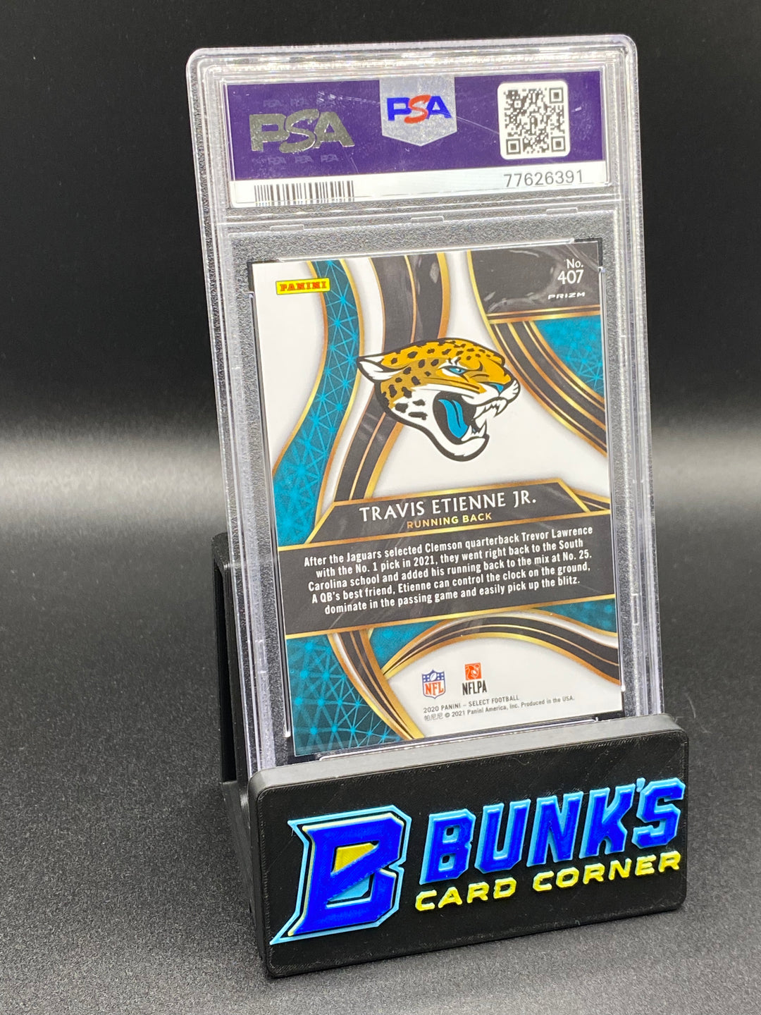 2020 Tavis Etienne Jr. 2021 Prizm Redemption PSA 10