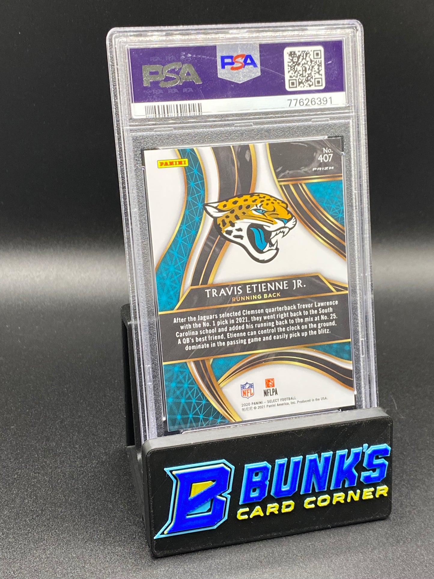 2020 Tavis Etienne Jr. 2021 Prizm Redemption PSA 10