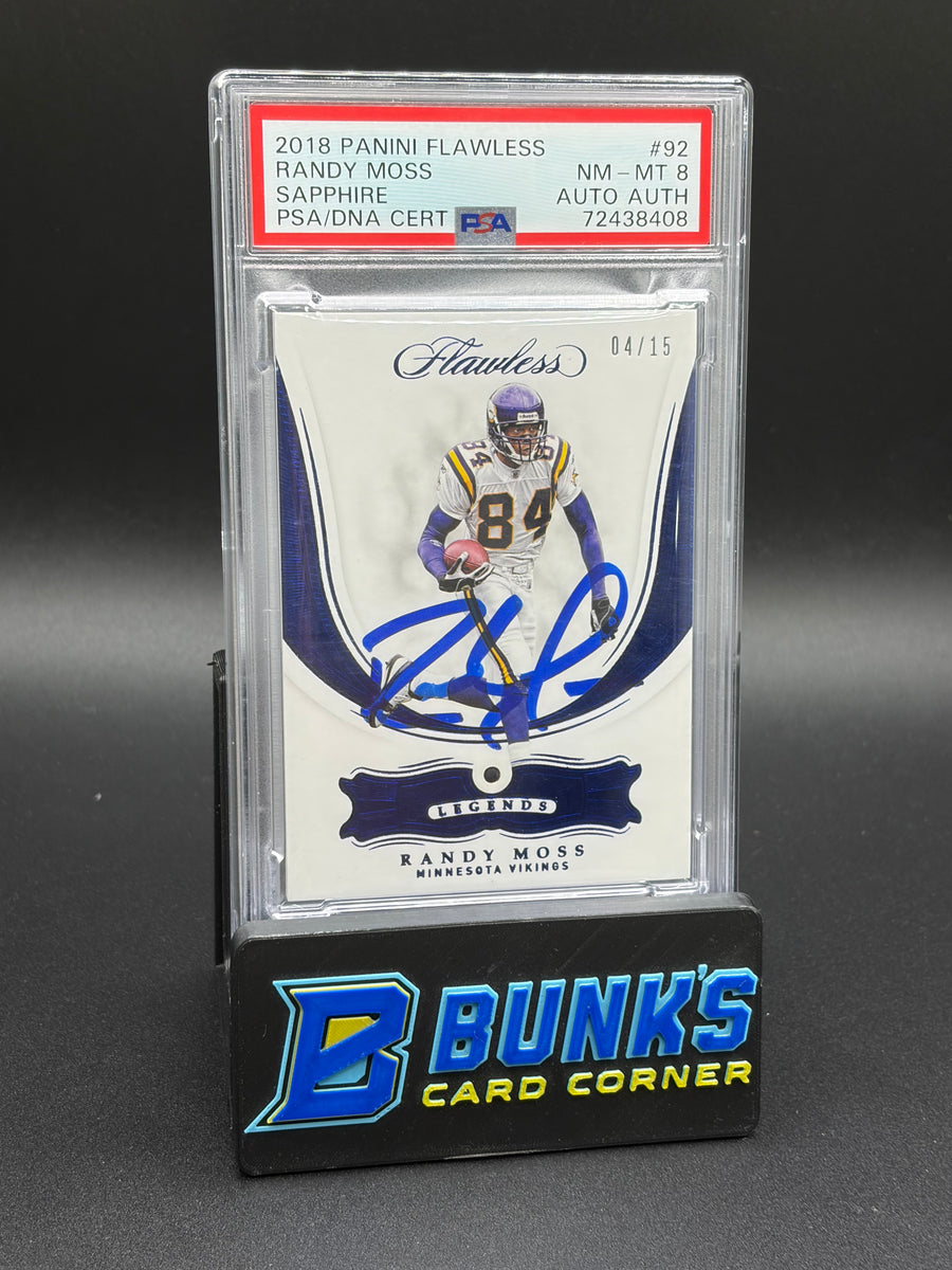 2018 Randy Moss Sapphire Flawless PSA 8 Auto AU 4/15