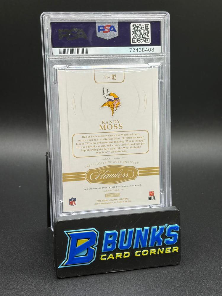 2018 Randy Moss Sapphire Flawless PSA 8 Auto AU 4/15
