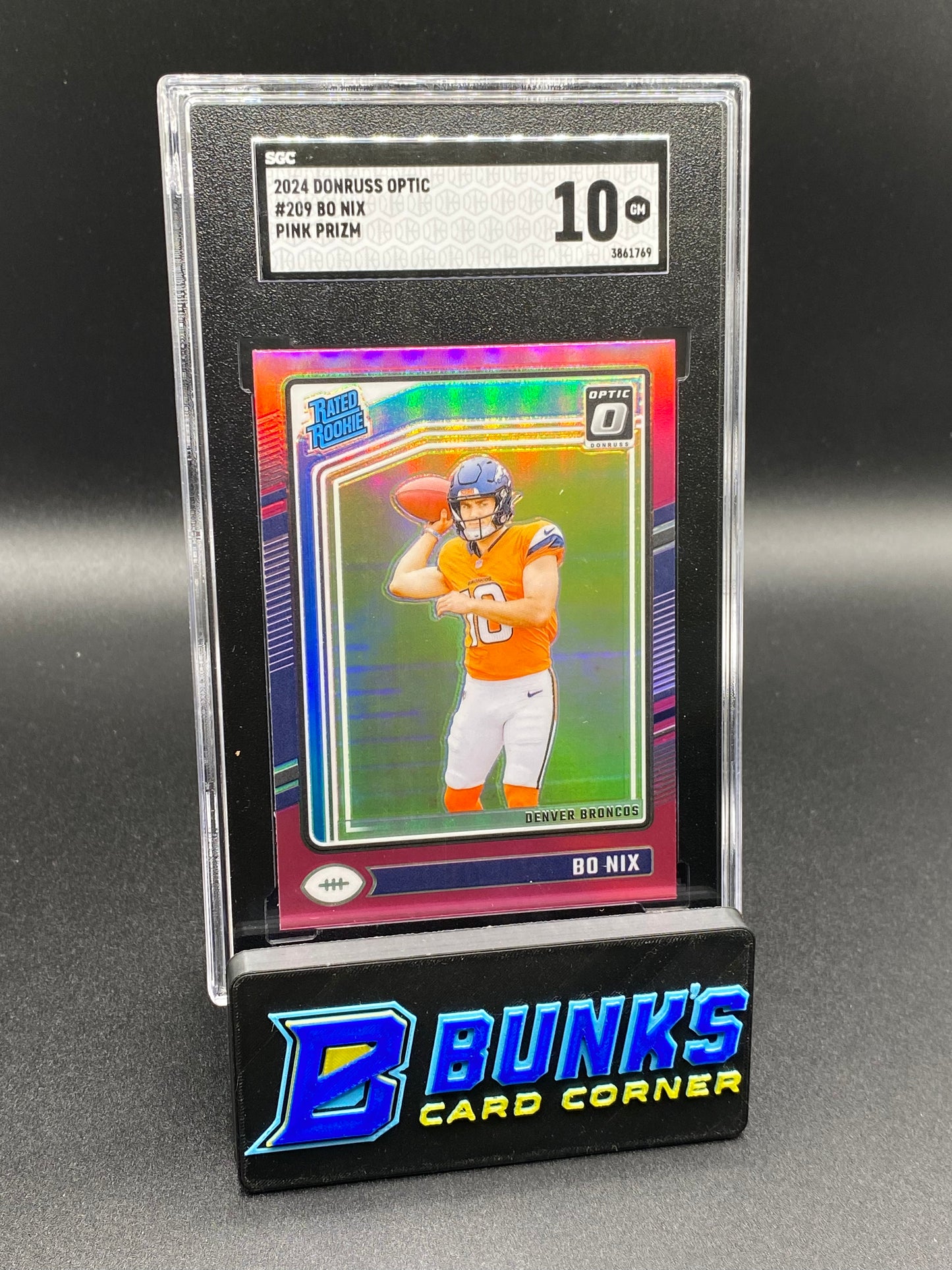 2024 Bo Nix Pink Prizm SGC 10