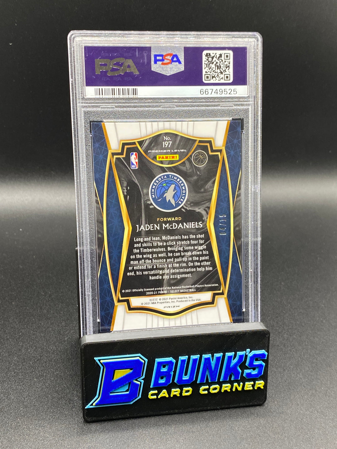 2020 Jaden McDaniels Neon Orange Pulsar PSA 9
