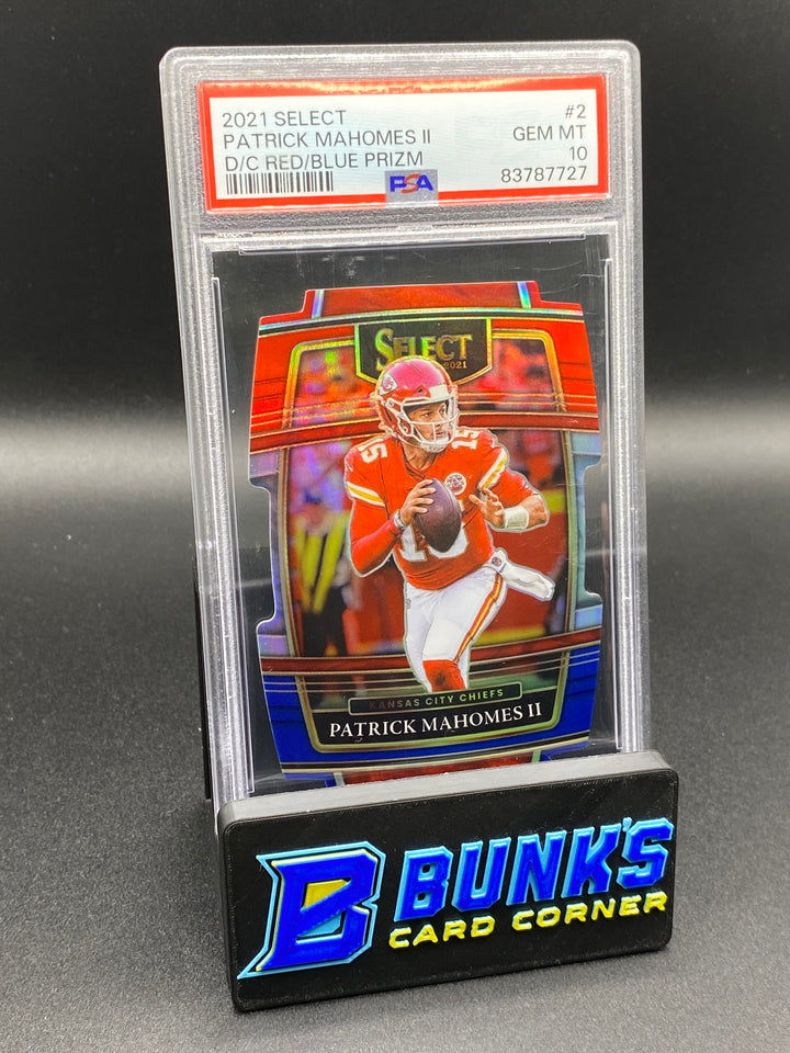2021 Patrick MaHomes II Red/Blue Prizm PSA 10