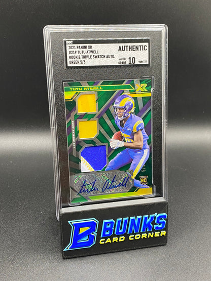 2021 Tutu Atwell Rookie Triple Swatch Auto. Green 5/5 SGC Auto. 10