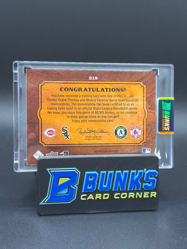 2008 Ken Griffey Jr & Frank Thomas & Jim Thome & Manny Ramirez Quad Patches Ballpark