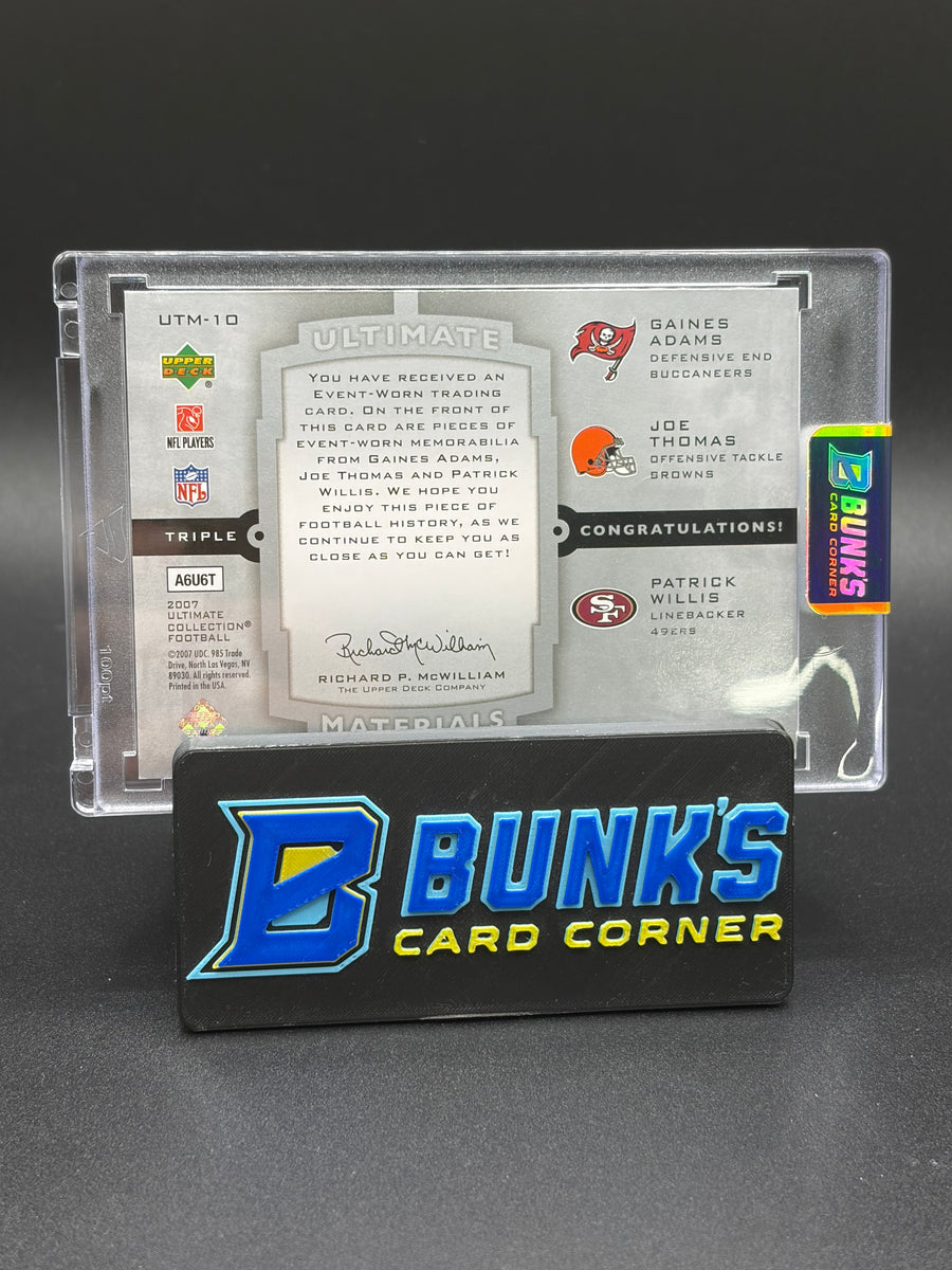 2007 Gaines Adams & Joe Thomas & Patrick Willis Upper Deck Ultimate Materials 44/50