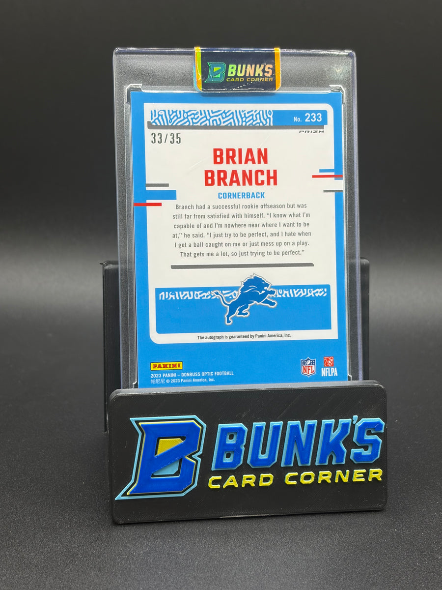 2023 Brain Branch Donruss Optic Panini Purple Prizm RC 33/35