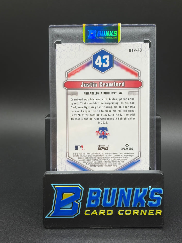 2026 Justin Crawford Bowman Chrome Top 100 Gold Refractor 1/50