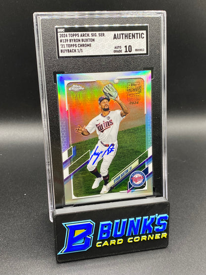 2024 Byron Buxton '21 Topps Chrome Buyback 1/1 SGC Auto. 10