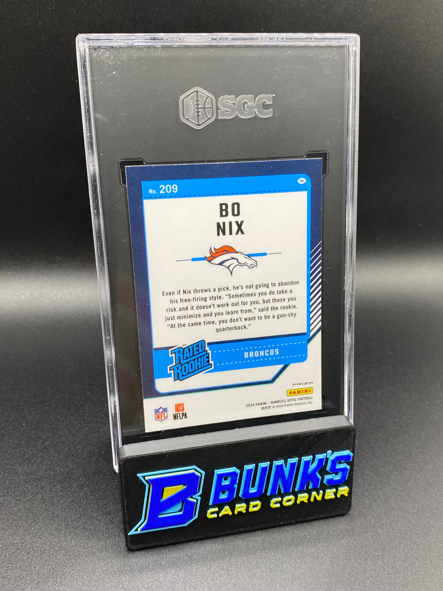 2024 Bo Nix Blue Hyper Prizm SGC 10