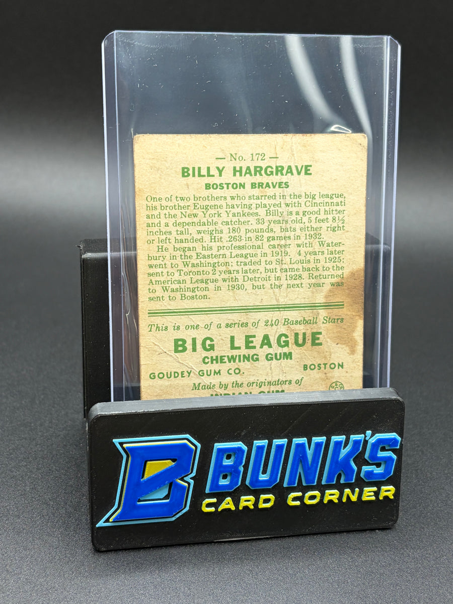 1933 Billy Hargrave Big League RC
