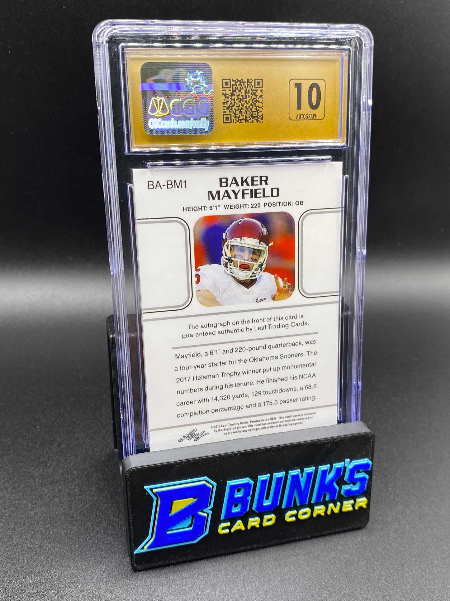 2018 Baker Mayfield Auto. CGC PRISTINE 10