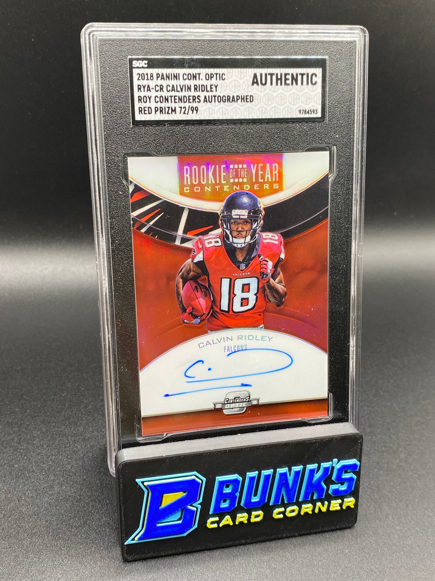 2018 Calvin Ridley Roy Contenders Auto. Red Prizm 72/99 SGC Authentic