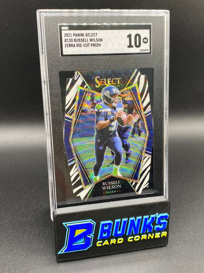 2021 Russell Wilson Zebra Die-Cut Prizm SGC 10