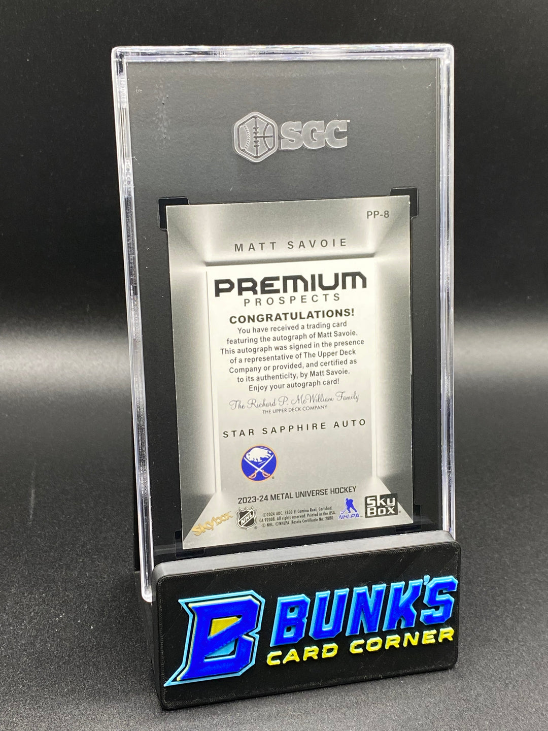 2023-24 Matt Savoie Premium Prospects Auto. SGC Auto. 10