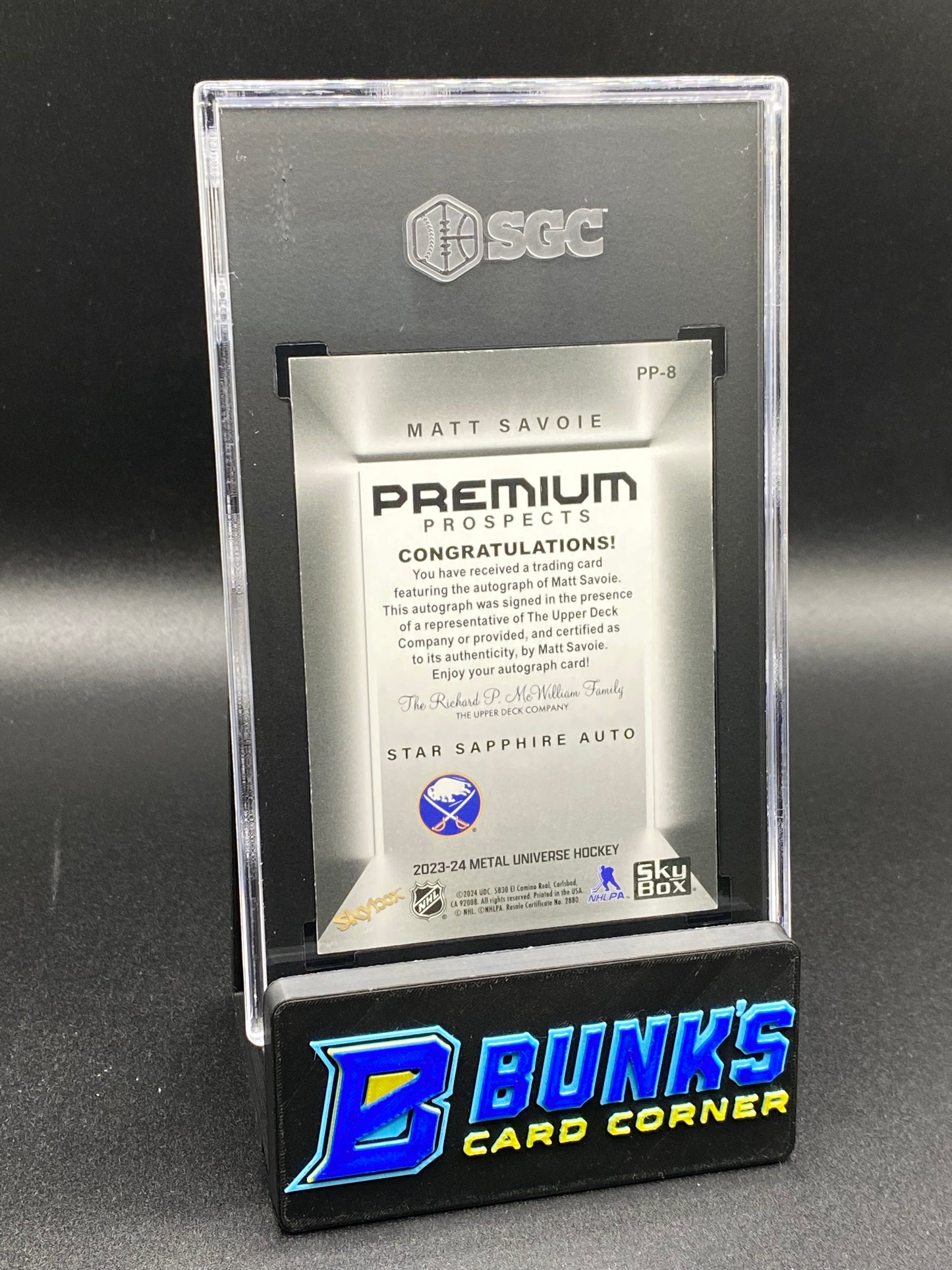 2023-24 Matt Savoie Premium Prospects Auto. SGC Auto. 10