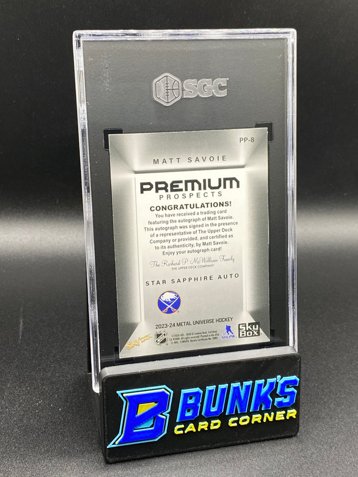 2023-24 Matt Savoie Premium Prospects Auto. SGC Auto. 10