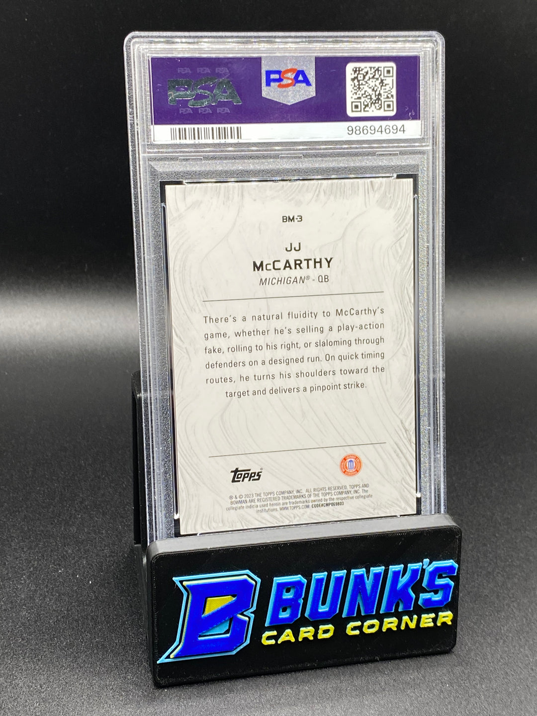 2023 JJ McCarthy Masterpieces-Orange PSA 10