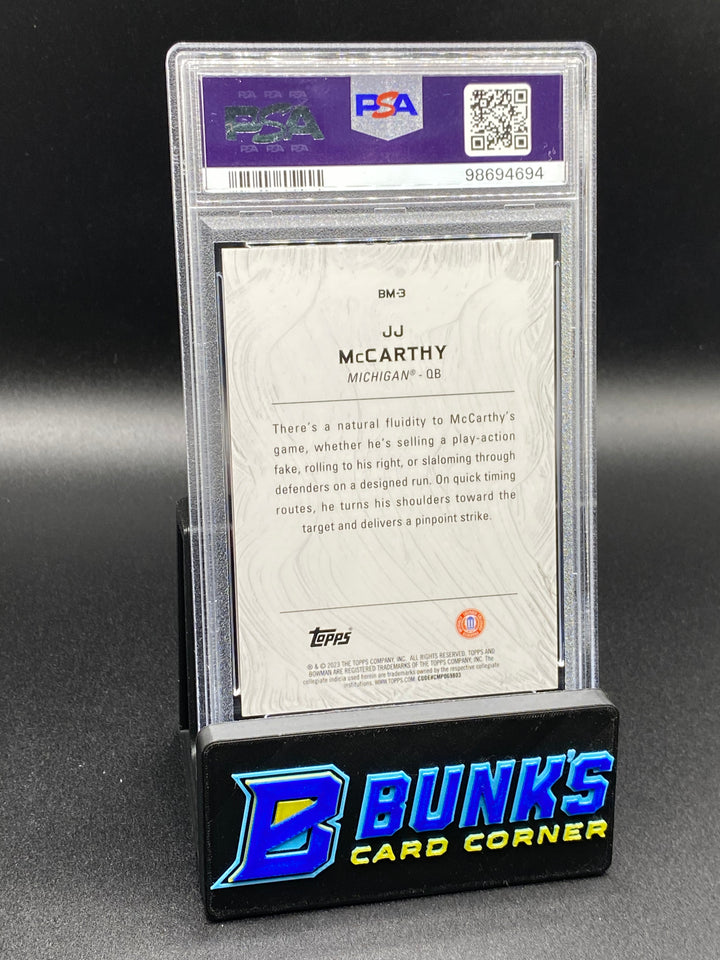 2023 JJ McCarthy Masterpieces-Orange PSA 10