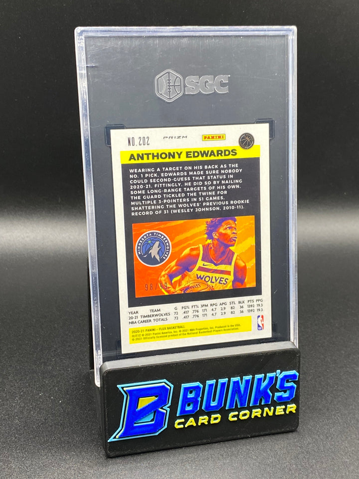 2020-21 Anthony Edwards Blue Mojo Prizm 98/99 SGC 9