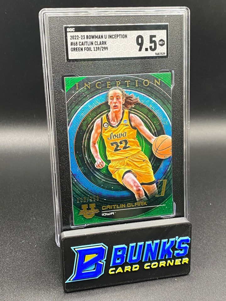 2022-23 Caitlin Clark Green Foil 139/299 SGC 9.5