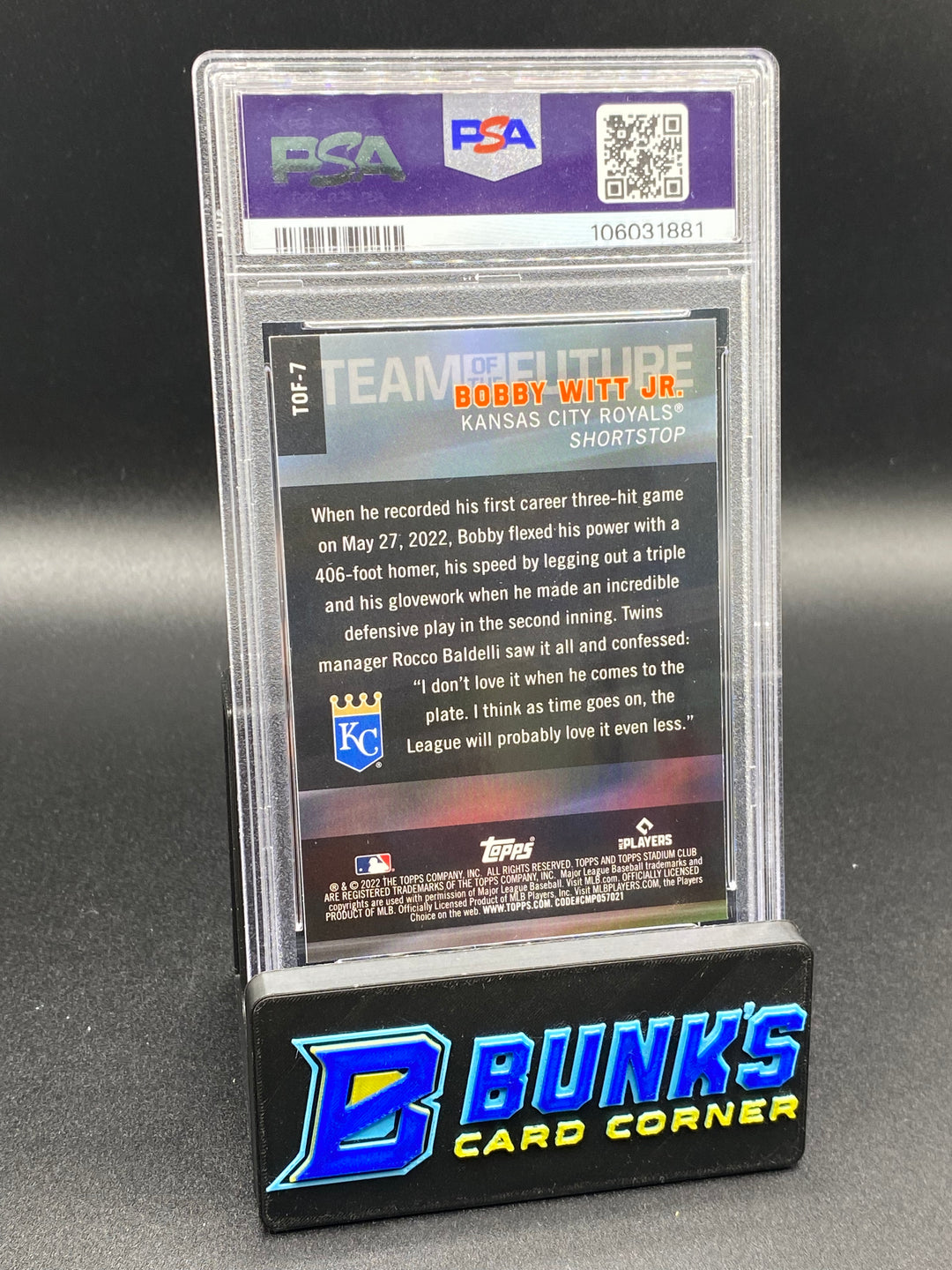 2022 Bobby Witt Jr. Team Of The Future PSA 10