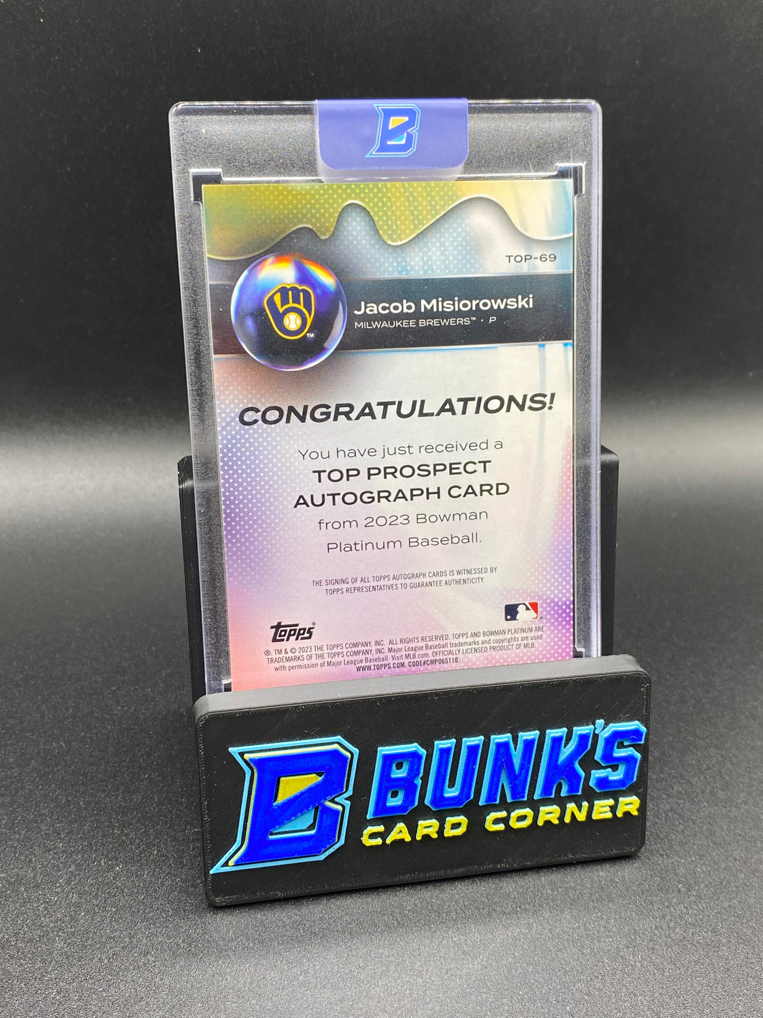 2023 Jacob Misiorowski Bowman Platinum Prospect Auto.