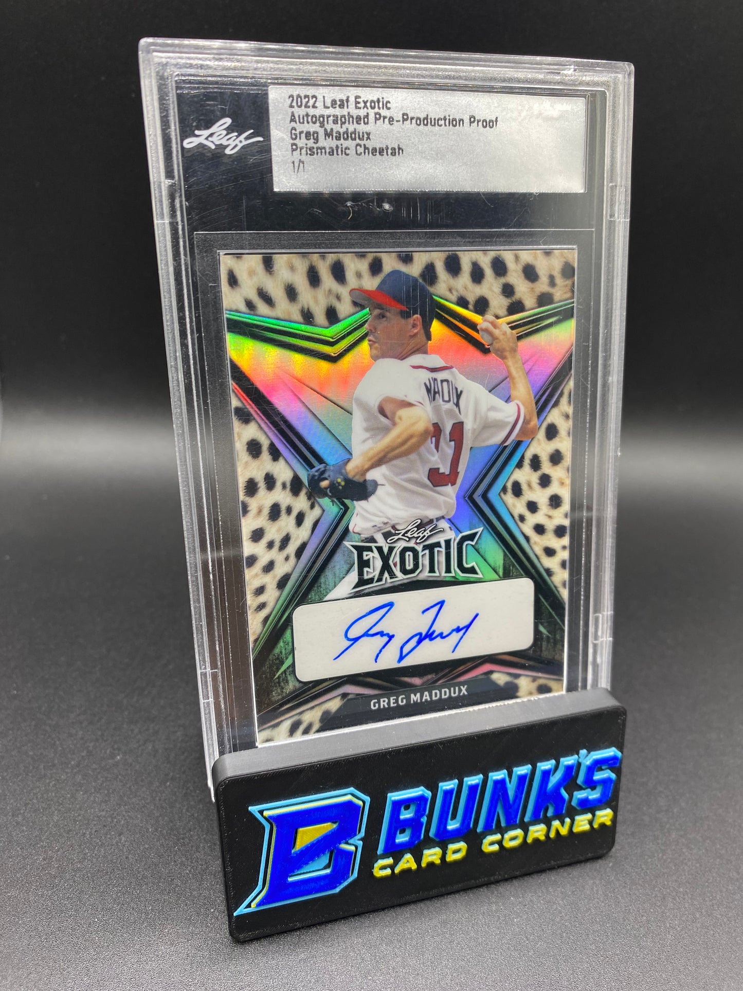 2022 Greg Maddux Prismatic Cheetah Auto. 1/1 Leaf