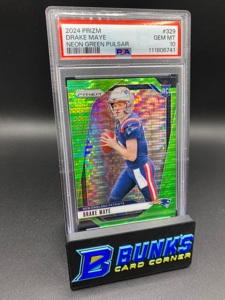 2024 Drake Maye Neon Green Pulsar PSA 10