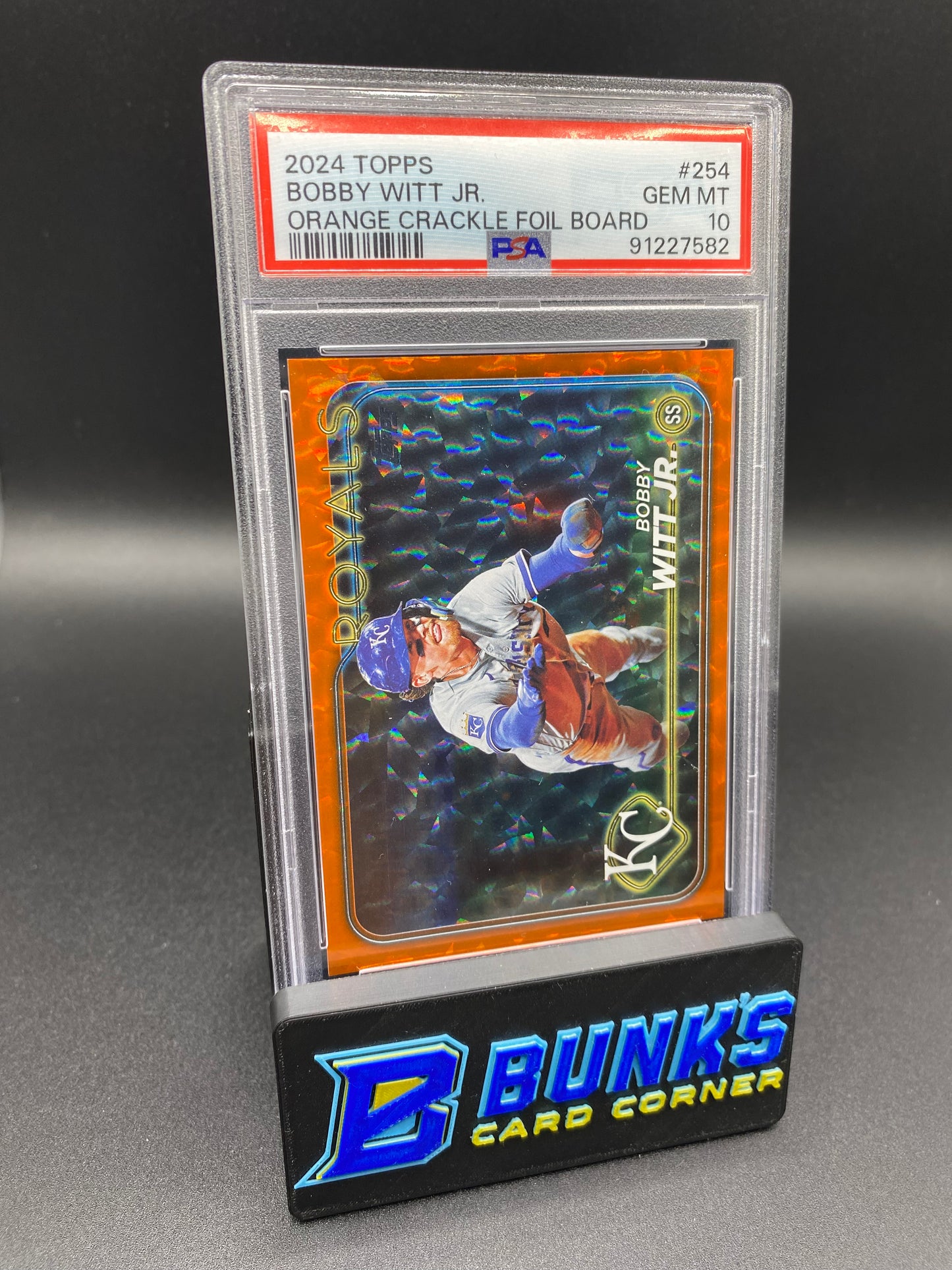 2024 Bobby Witt Jr. Orange Crackle Foil Board PSA 10