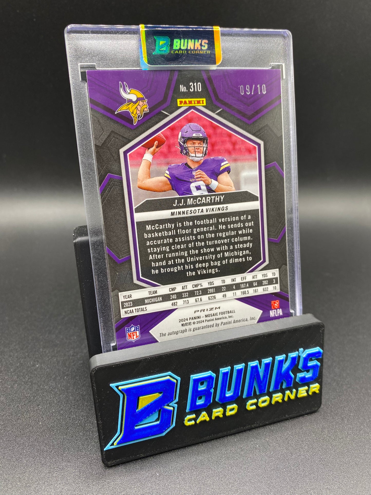 2024 JJ McCarthy True Gold Rookie Auto Mosaic 9/10