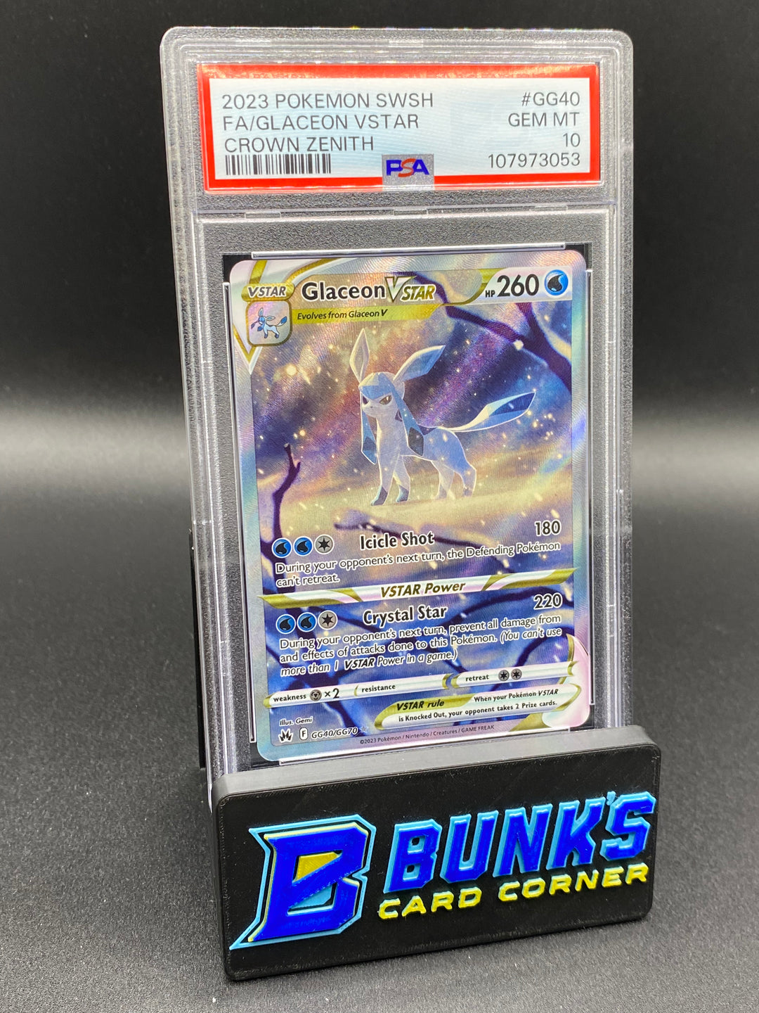 PSA 10 Glaceon Vstar Galarian Gallery Crown Zenith