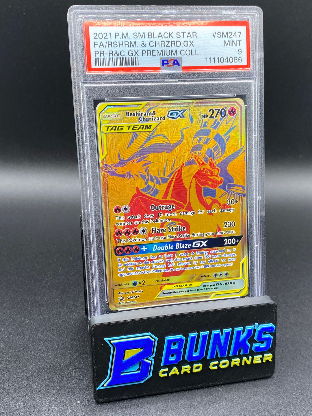 PSA 9 Reshiram & Charizard Tag Team Promo