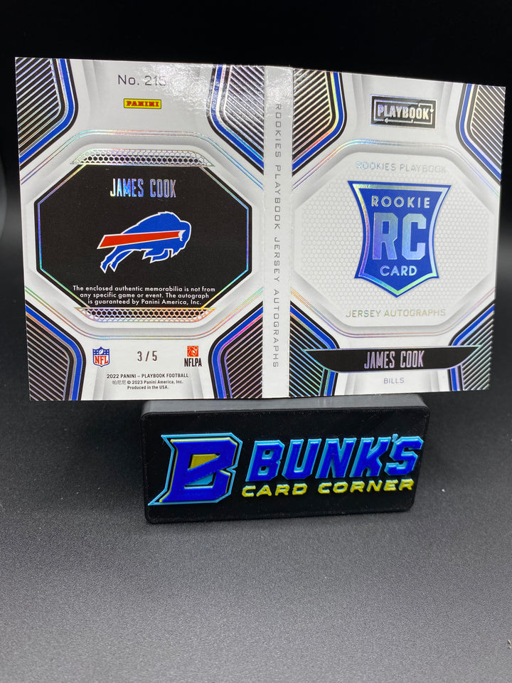 2022 James Cook Rookies Playbook Jersey Auto. 3/5