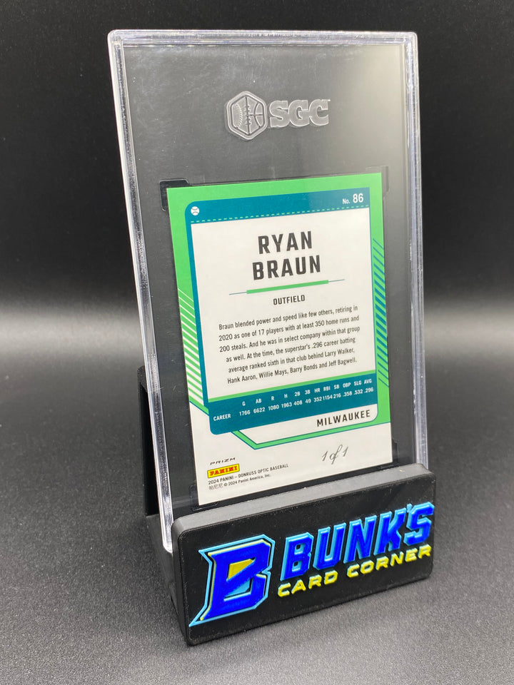 2024 Ryan Braun Optic Gold Vinyl Prizm 1/1 SGC 9.5